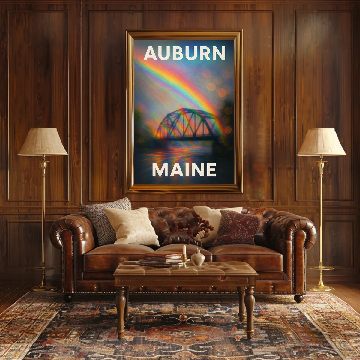 Auburn Maine Rainbow Bridge Photography Wanderlust Poster