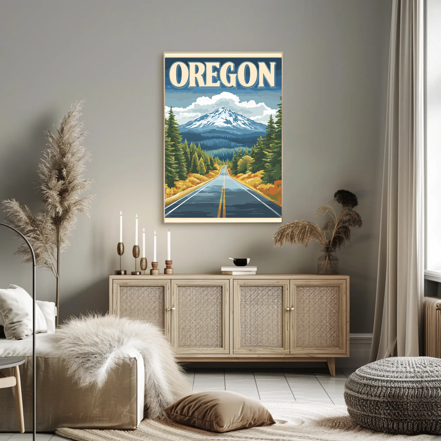 Oregon Vintage Poster - Scenic Mountain Road