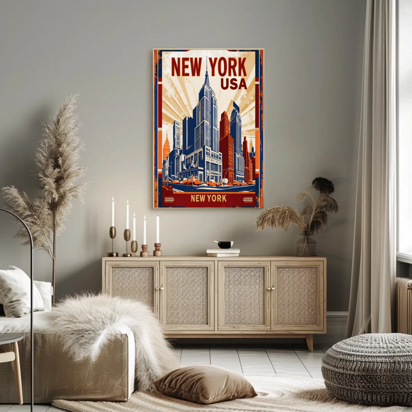 New York USA Empire State Building Vintage Travel Poster