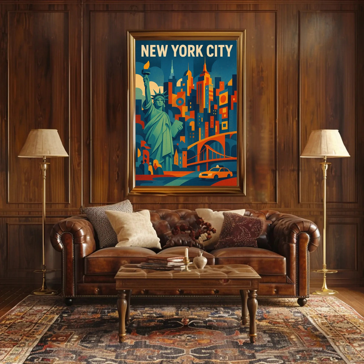 New York City Poster Abstract Urban Skyline Wall Art