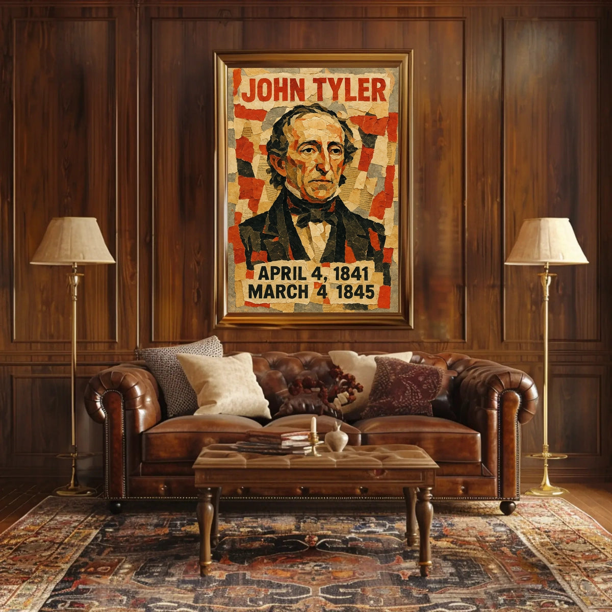 John Tyler 10th President of the United States Layered paper Collage Poster