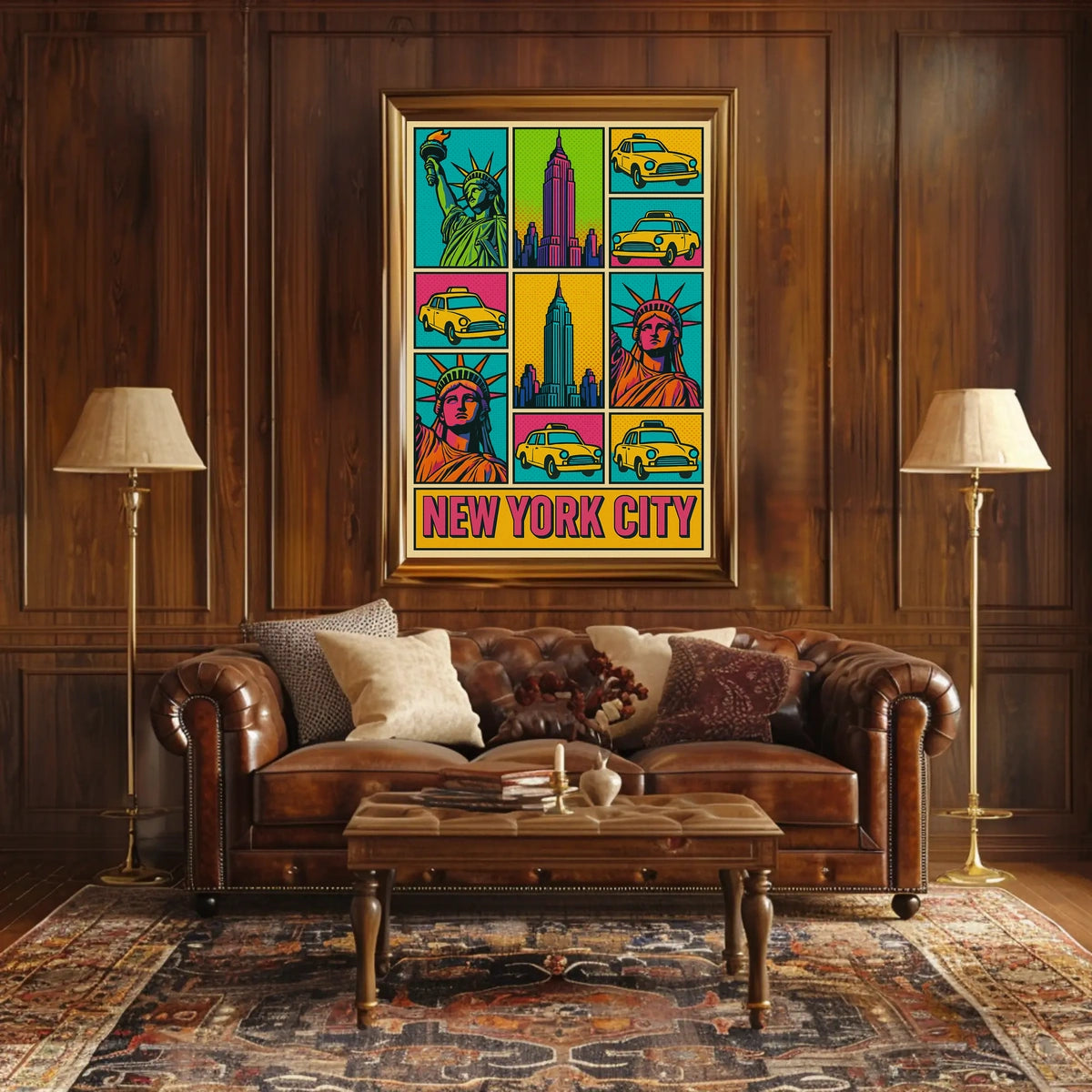 New York City Pop Art Cityscape Poster Abstract Wall Art