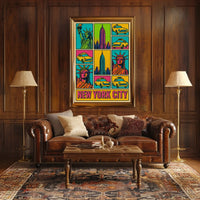 New York City Pop Art Cityscape Poster Abstract Wall Art