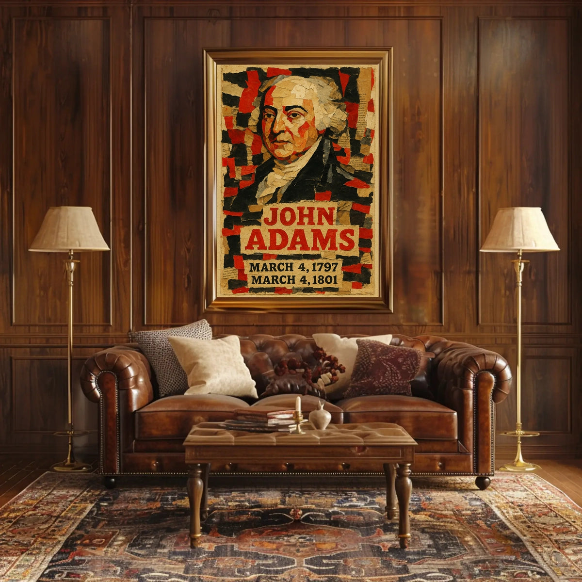 John Adams 2nd President of the United States Layered paper Collage Poster