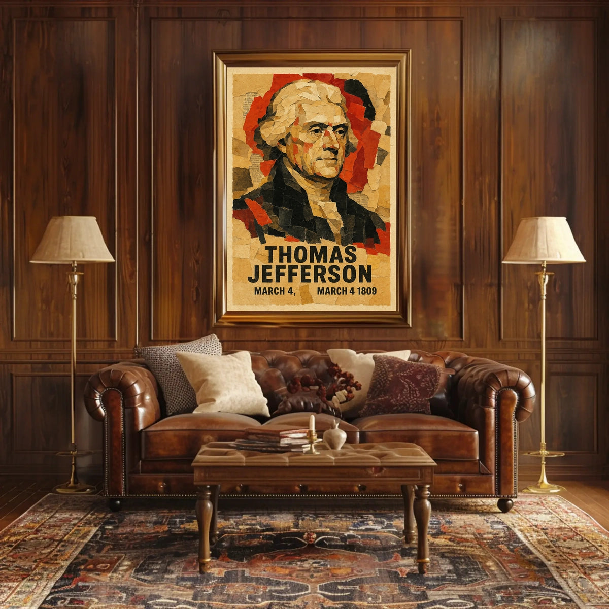 Thomas Jefferson 3rd President of the United States Layered paper Collage Poster