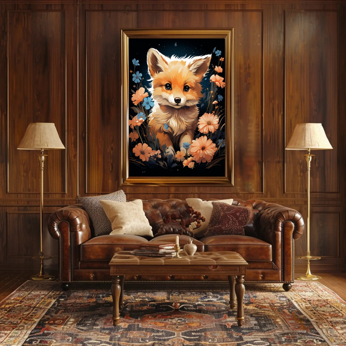 Enchanted Fox Blooming Forest Whimsical Nature Lovers Art Inspiring Spring Scene Colorful Blooms Poster