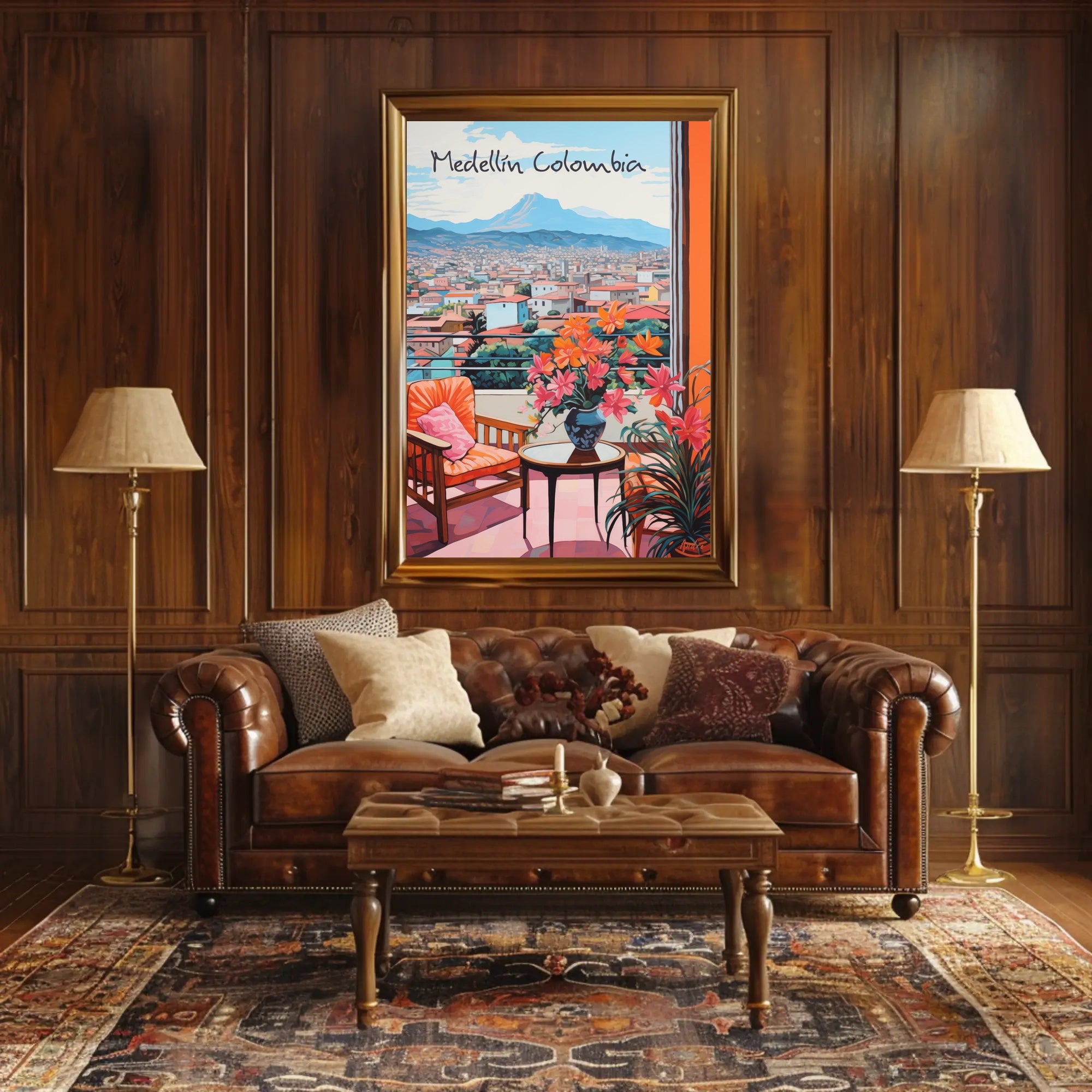 Medellín Balcony View with Vibrant Cityscape Poster
