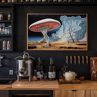 Surreal Landscape with Skeletal Wanderer Fantasy Poster