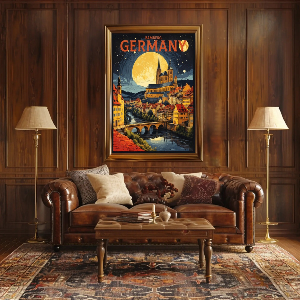 Bamberg, Germany A Nighttime Illustration Poster