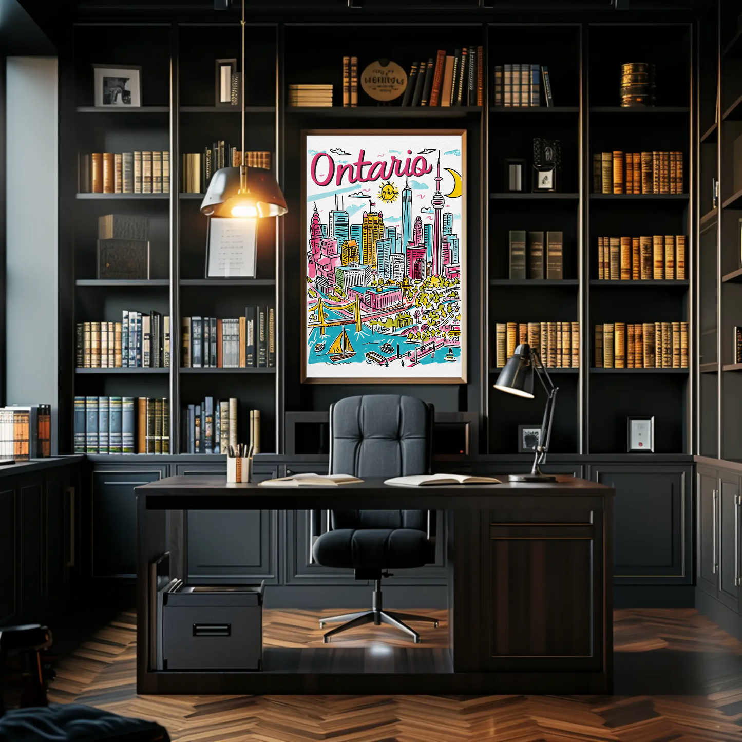 Ontario Canada Skyline and Harbor Travel Poster