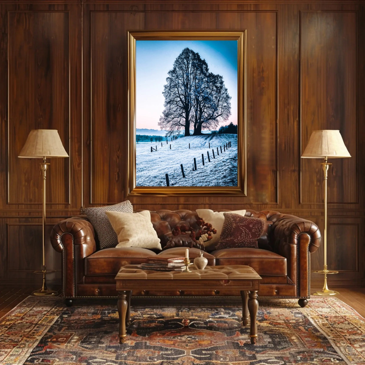 Majestic Winter Tree Scenic Landscape Art Poster