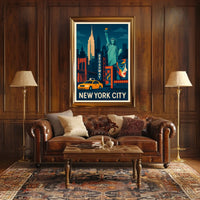 New York City Vibrant Urban Art Poster Abstract Wall Art