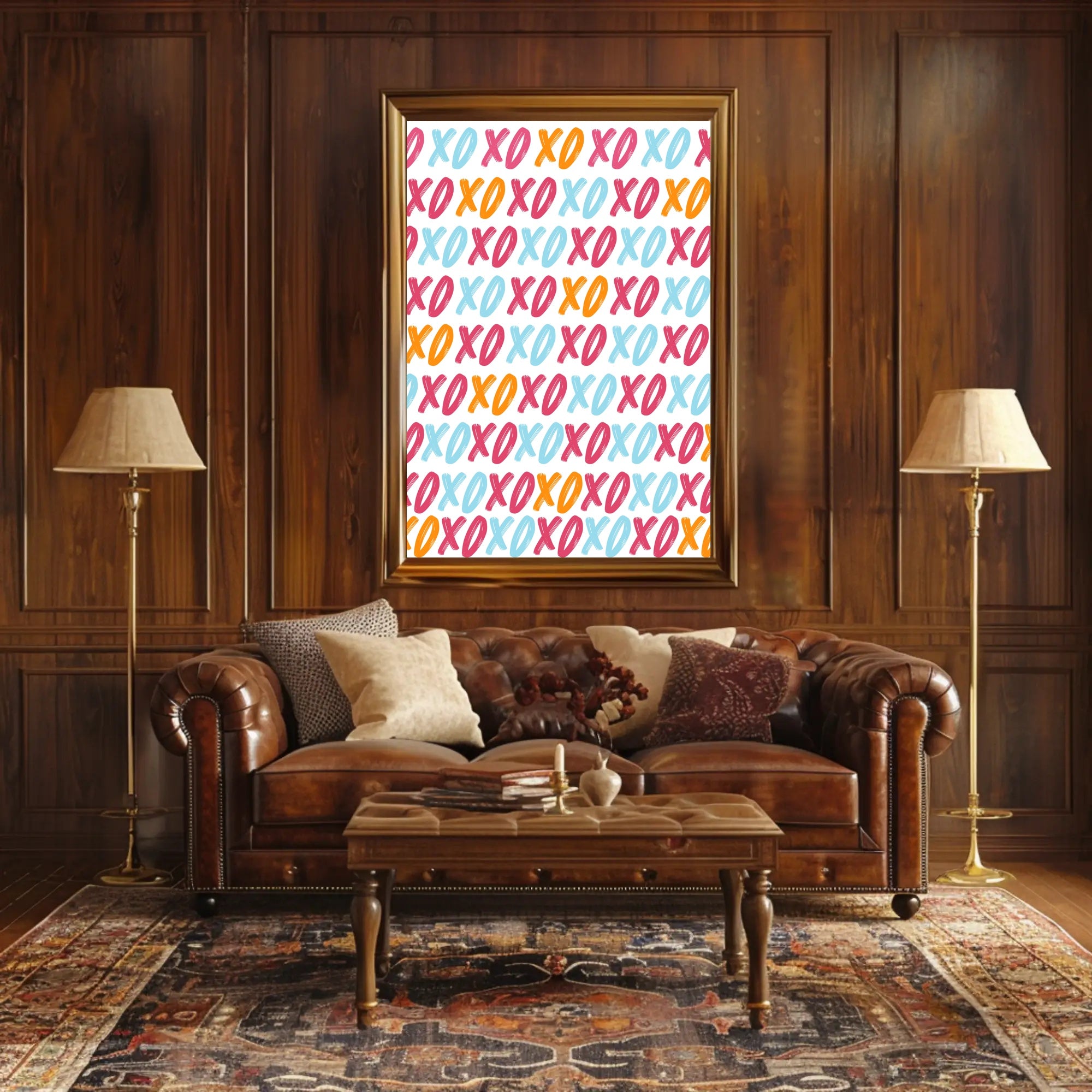 XO Pattern Art Poster with Playful Modern Design PosterGoat