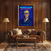 Vibrant Woodrow Wilson Portrait: Historical or Presidential Poster PosterGoat