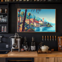 Mediterranean Coastal Escape: Vintage Travel Poster Art