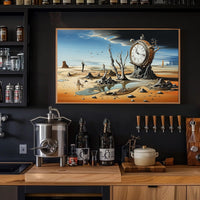 Surreal Landscape Art Poster with Pocket Watch and Nature Fusion