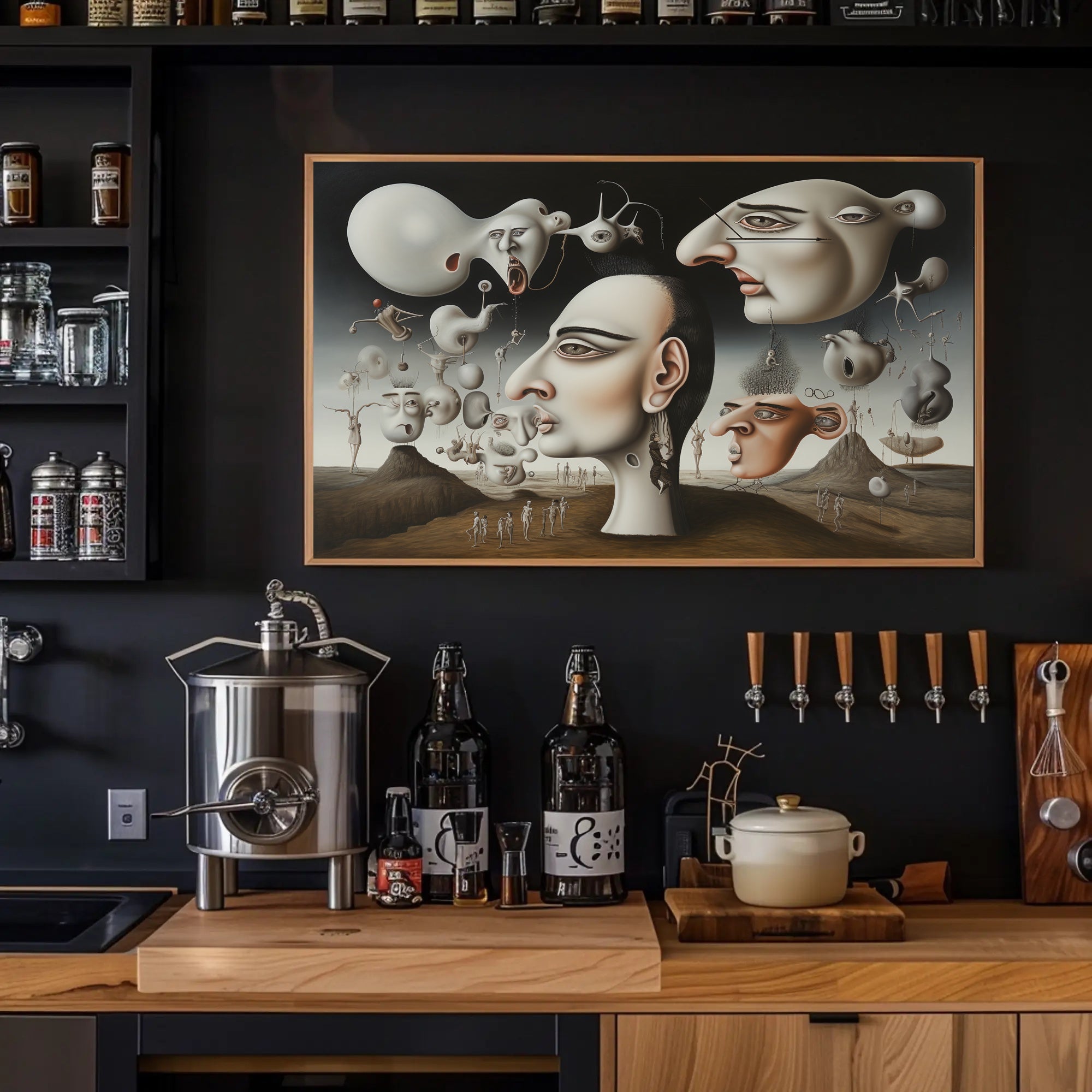 Surreal Dreamscape with Anthropomorphic Faces, Abstract or Artistic Poster