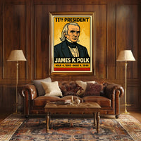James K. Polk 11th President of the United States Inked Comic Style Poster