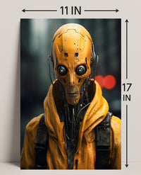 Cybernetic Sentinel In The Rain Poster PosterGoat