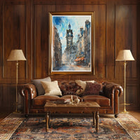 Urban Clock Tower Scene Poster PosterGoat