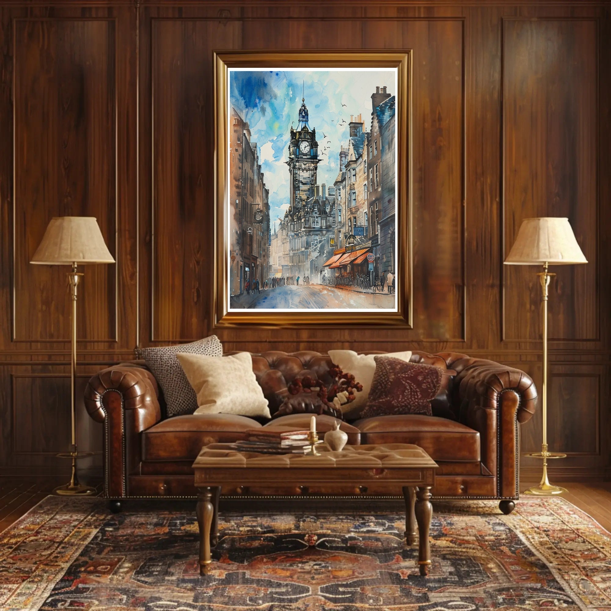 Urban Clock Tower Scene Poster PosterGoat