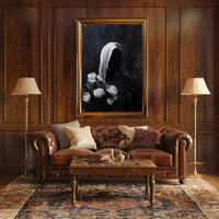 Cloaked Figure with Roses Abstract Artistic Poster PosterGoat