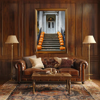 Halloween Entrance Decorations Carved Pumpkins Poster