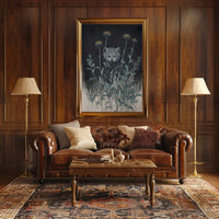 Mystical Abstract Wolf Amidst Wildflowers Artistic Poster PosterGoat