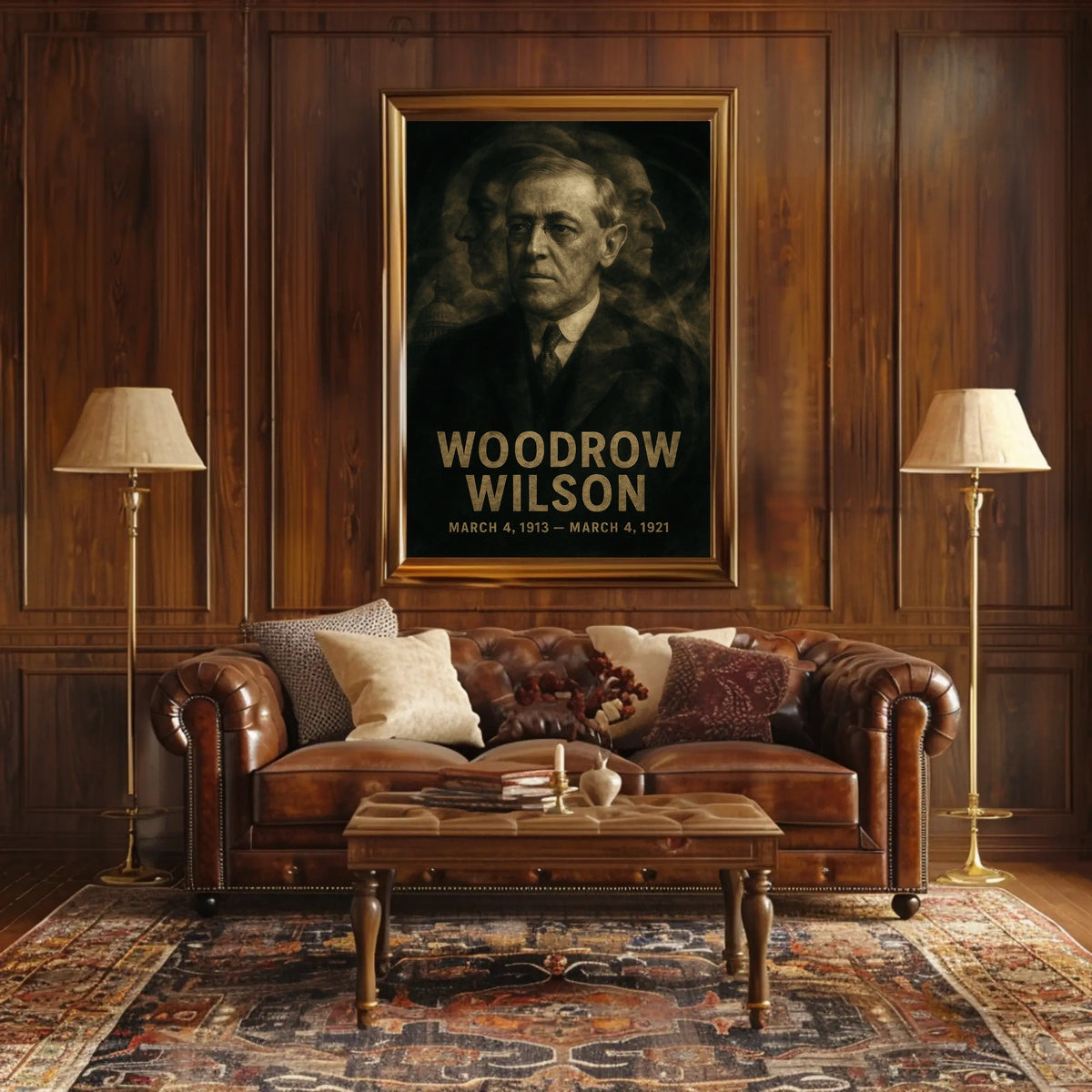 Woodrow Wilson 28th President of the United States Double Exposure Poster