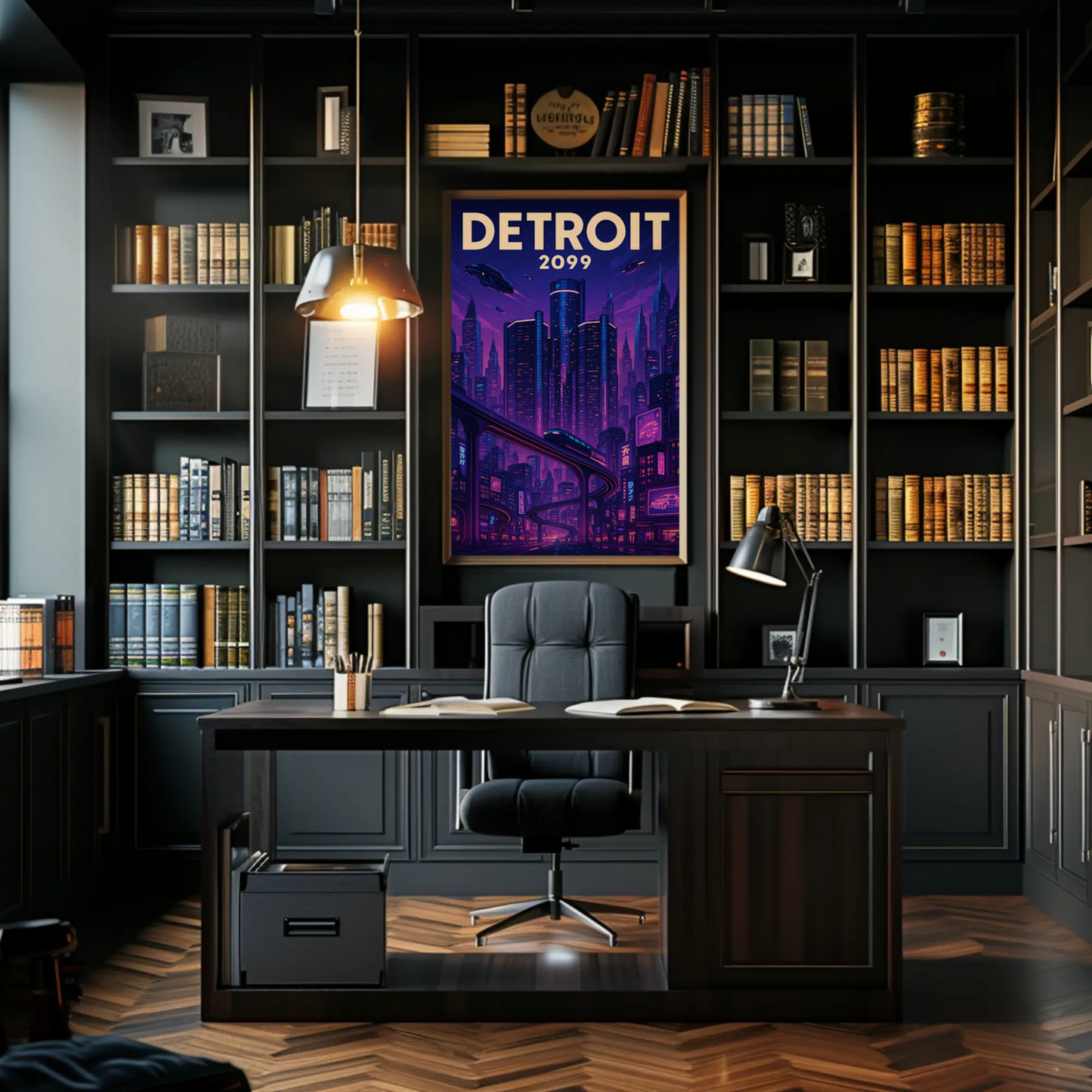 Detroit 2099: A Neon Dream Travel Poster