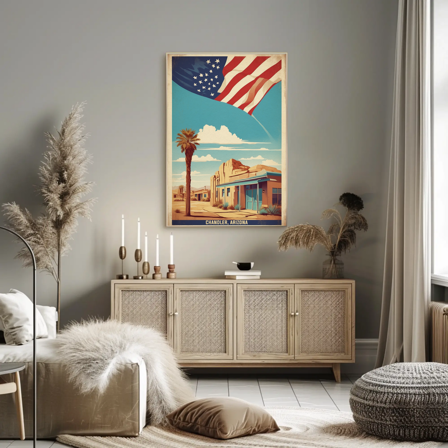 Chandler Arizona American Pride Vintage Travel Poster
