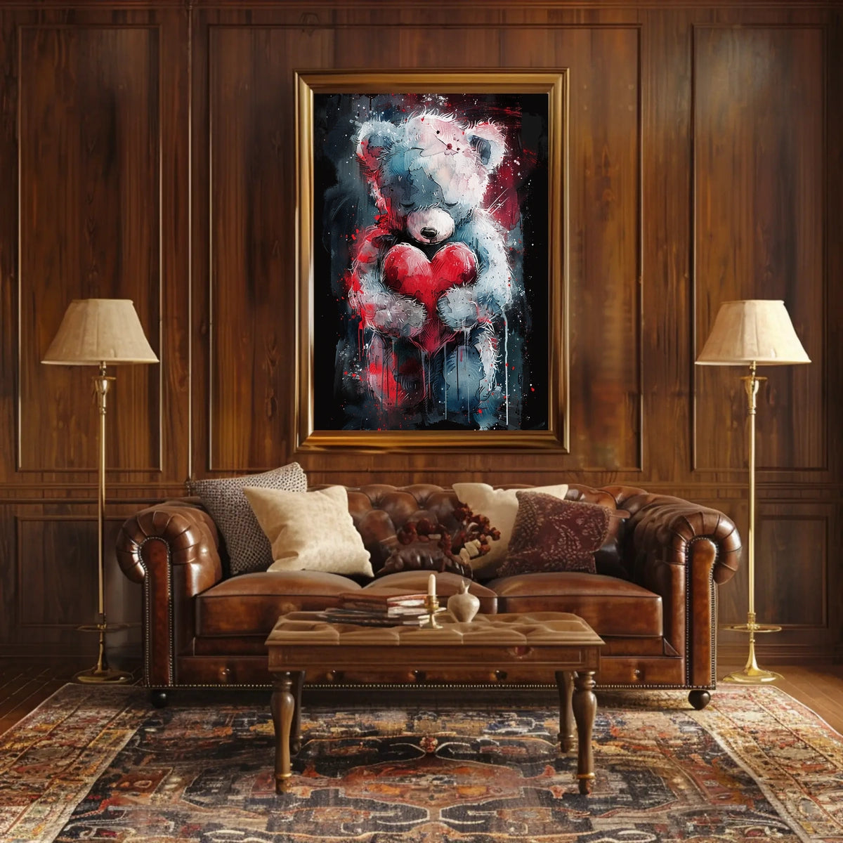 Heartfelt Teddy Bear Watercolor Embrace Cozy Love Heart Sentimental Decor Gift Timeless Poster