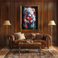 Heartfelt Teddy Bear Watercolor Embrace Cozy Love Heart Sentimental Decor Gift Timeless Poster