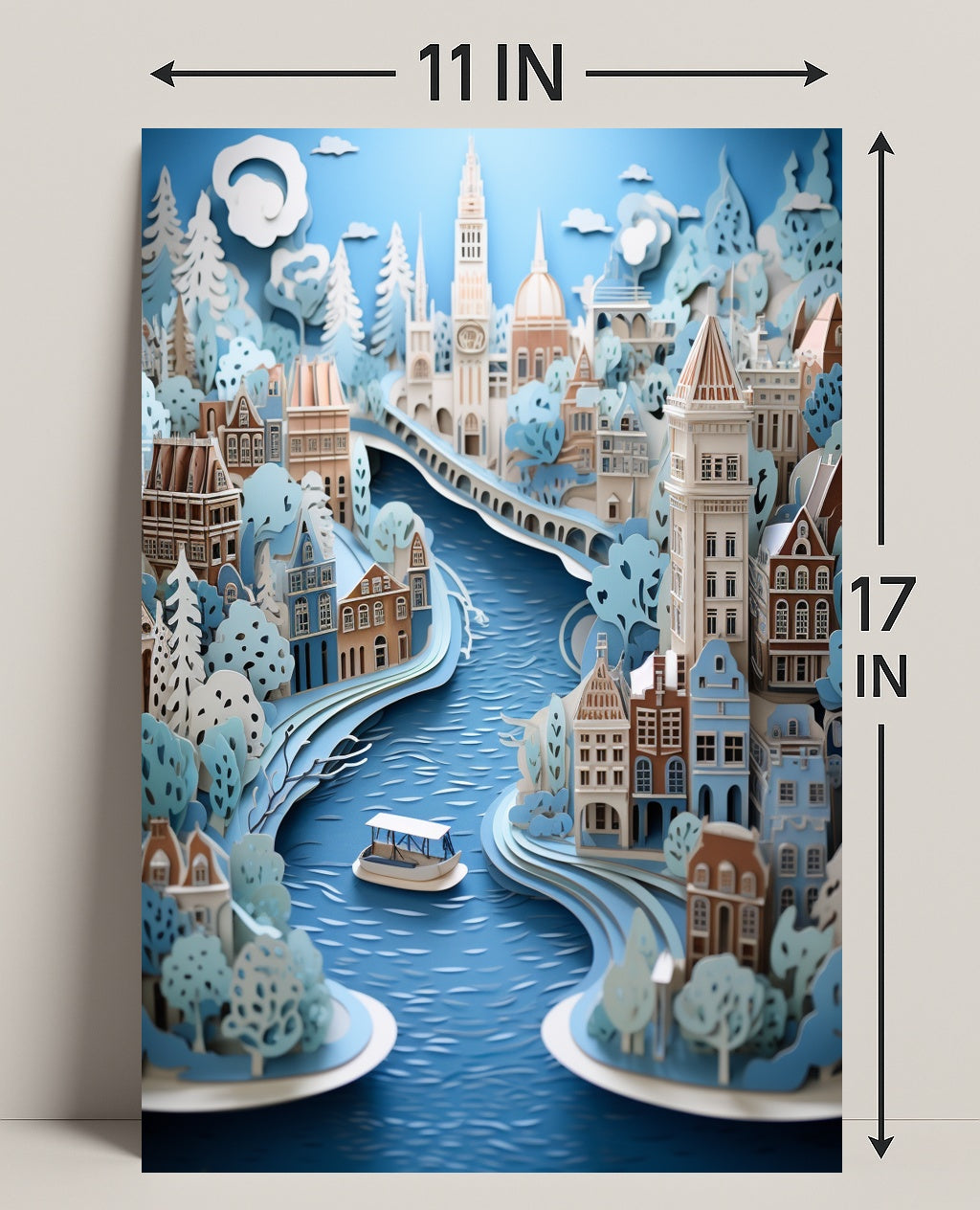 Whimsical River Cityscape Poster