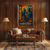 New York City Vibrant Urban Scene Poster Modern Wall Art