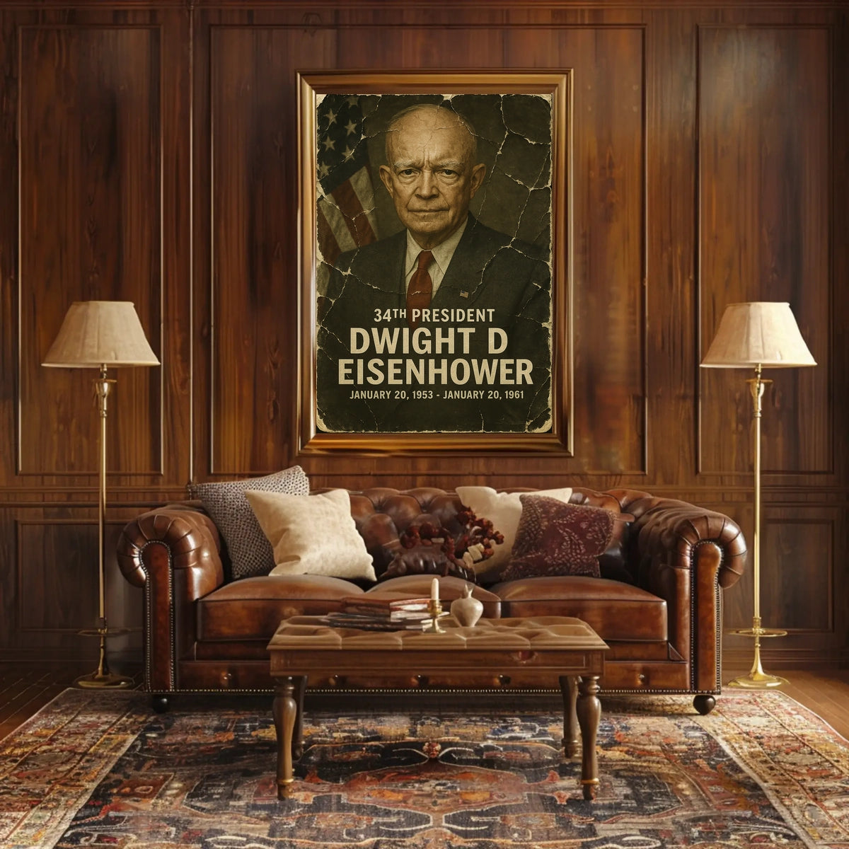 Dwight D. Eisenhower 34th President of the United States Damaged Photograph Poster