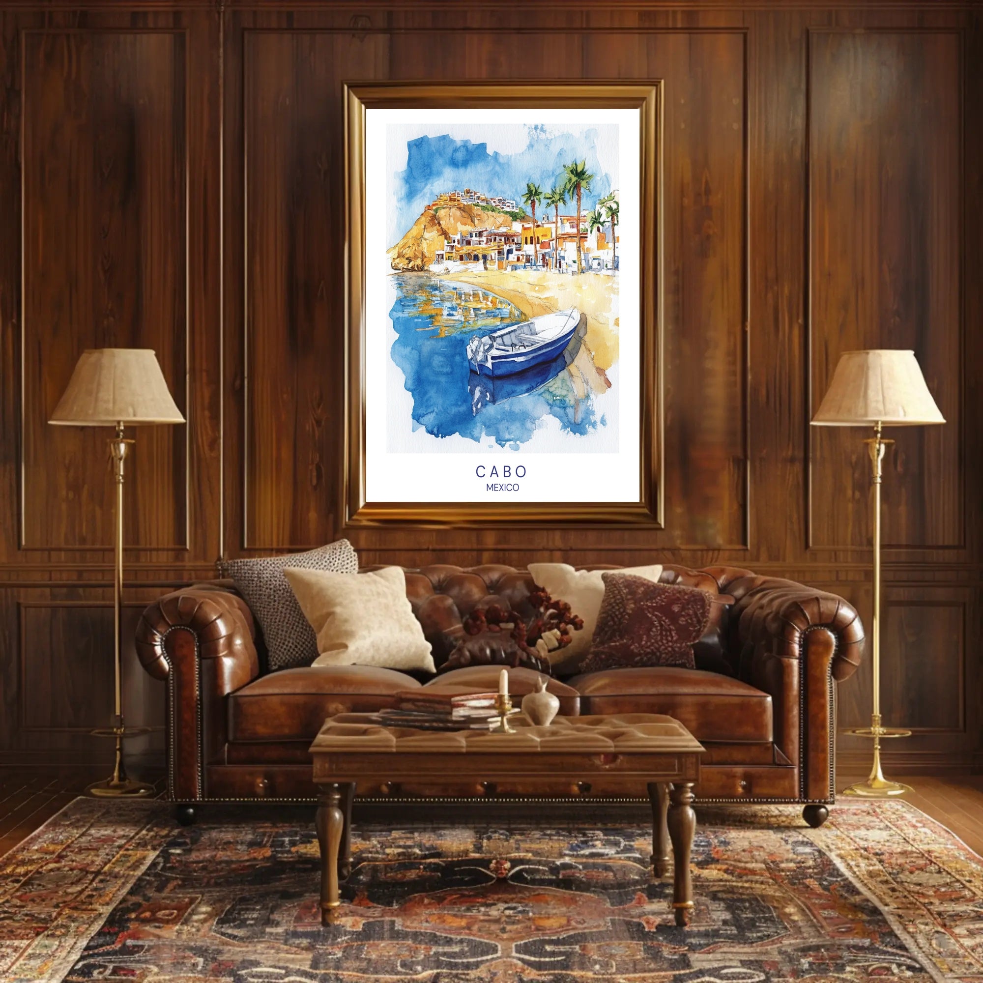 Cabo Watercolor Scenic View Travel Poster PosterGoat