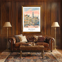 Brussels Cityscape Illustration Poster PosterGoat