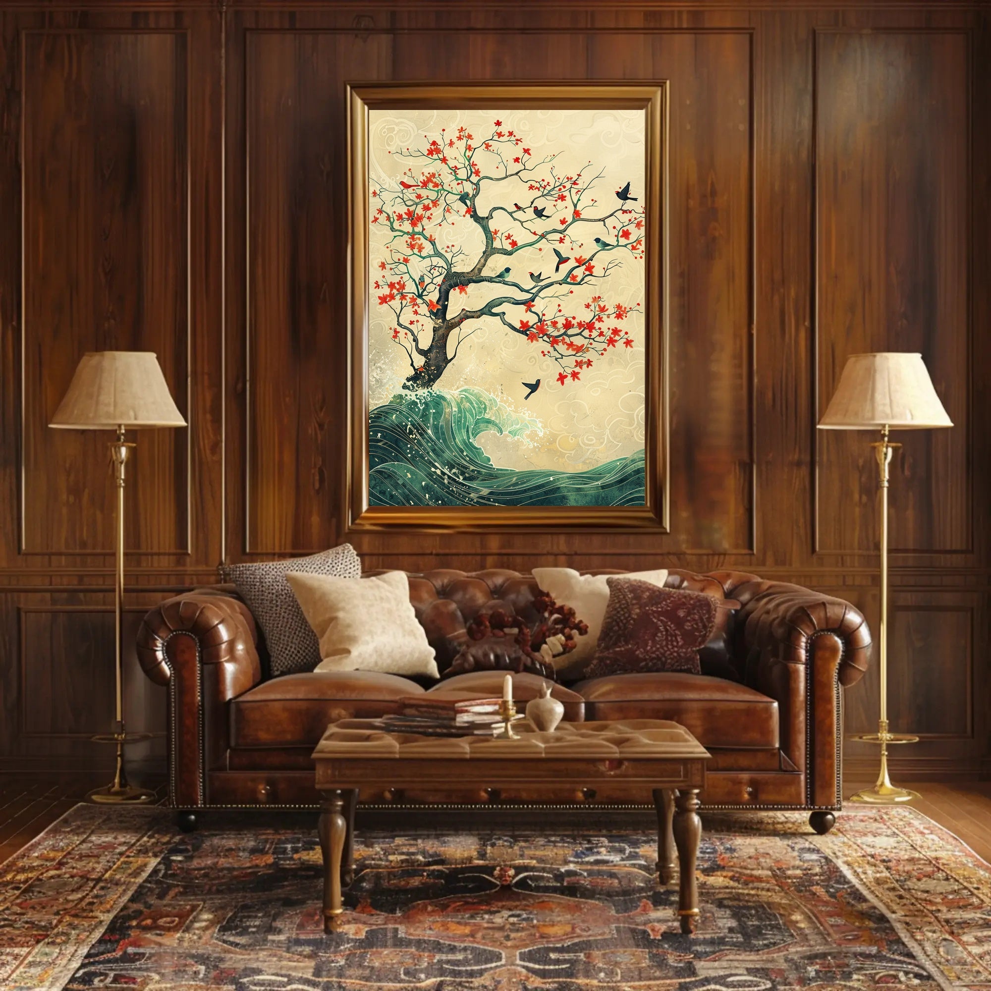 Tranquil Tree and Sea Harmony Art Poster PosterGoat