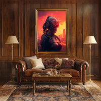Cybernetic Sentinel At Sunset Poster PosterGoat
