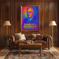 Franklin D. Roosevelt 32nd President of the United States Neon Gradient Overlay Poster