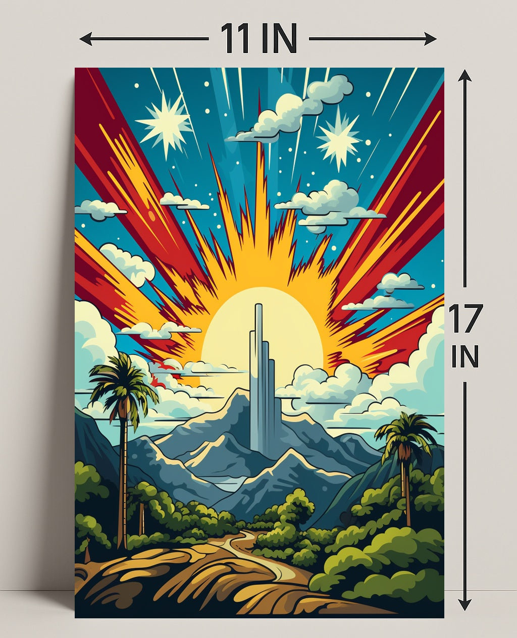 Celestial Sunrise Over Mountains Poster