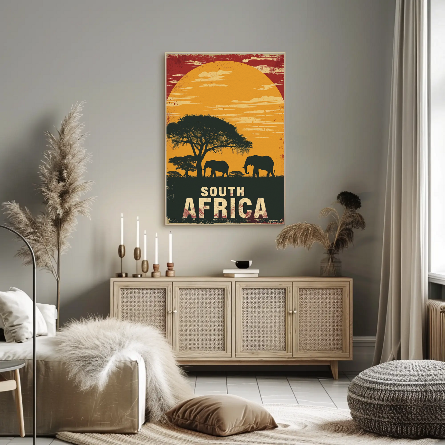 South Africa Sunset Vintage Poster