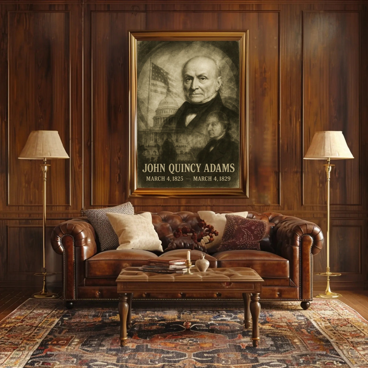 John Quincy Adams 6th President of the United States Double Exposure Poster