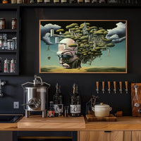 Surreal Cityscape with Tree of Imagination Artistic Poster