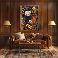 Red Panda in Bloom Wall Art Print