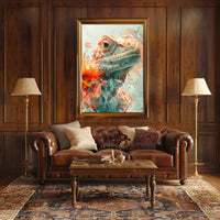 Lizard and Flowers: Ethereal Nature Art Poster PosterGoat