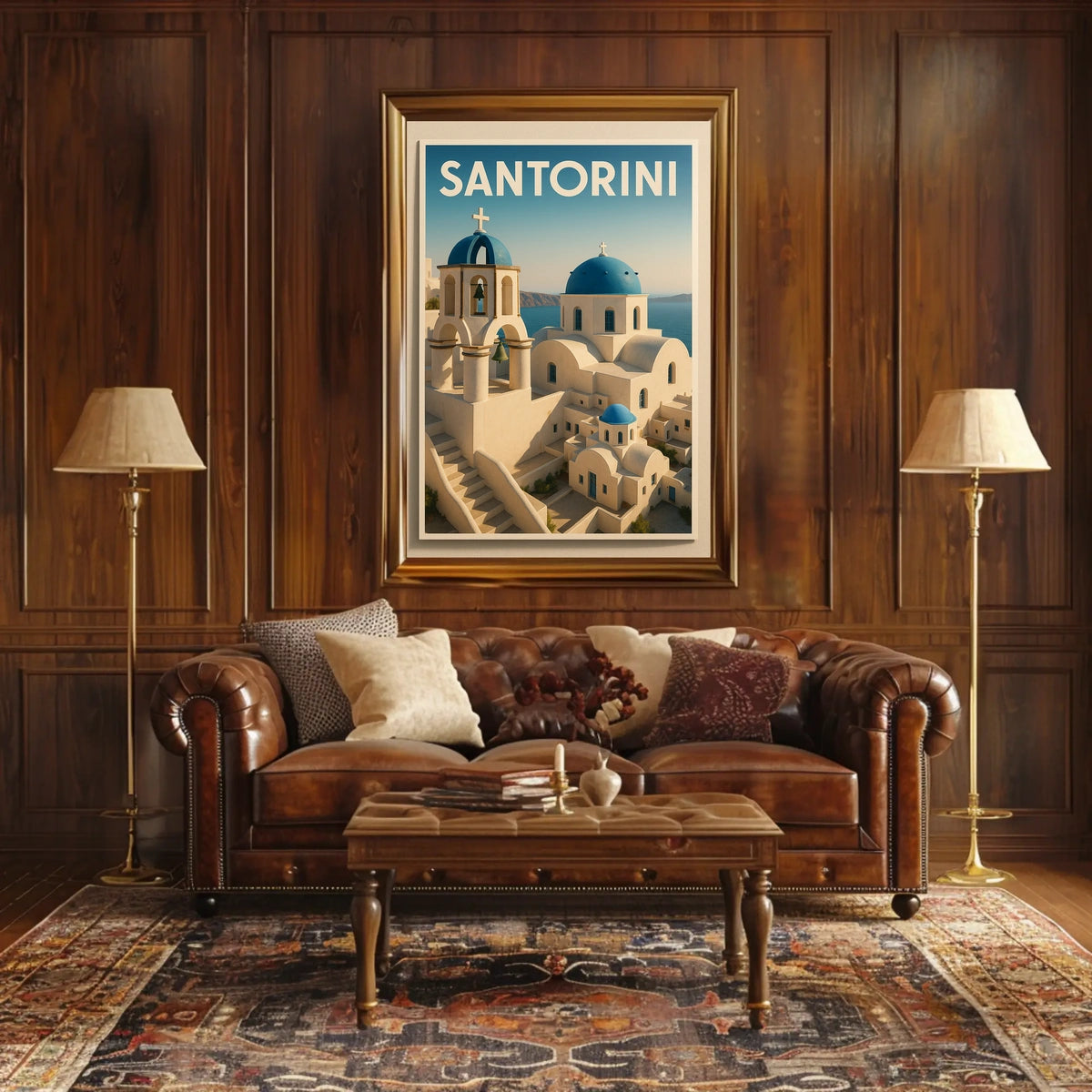 Santorini Greece Modern Travel Poster