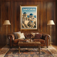Santorini Greece Modern Travel Poster