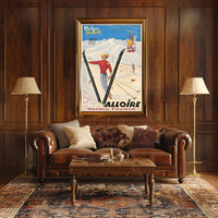 Vibrant Skiing Adventure in Valloire Travel Poster PosterGoat